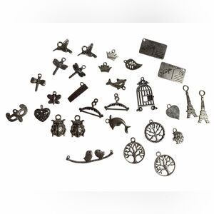 29 Assorted Metal Silver Charms for Jewelry Making / Crafting